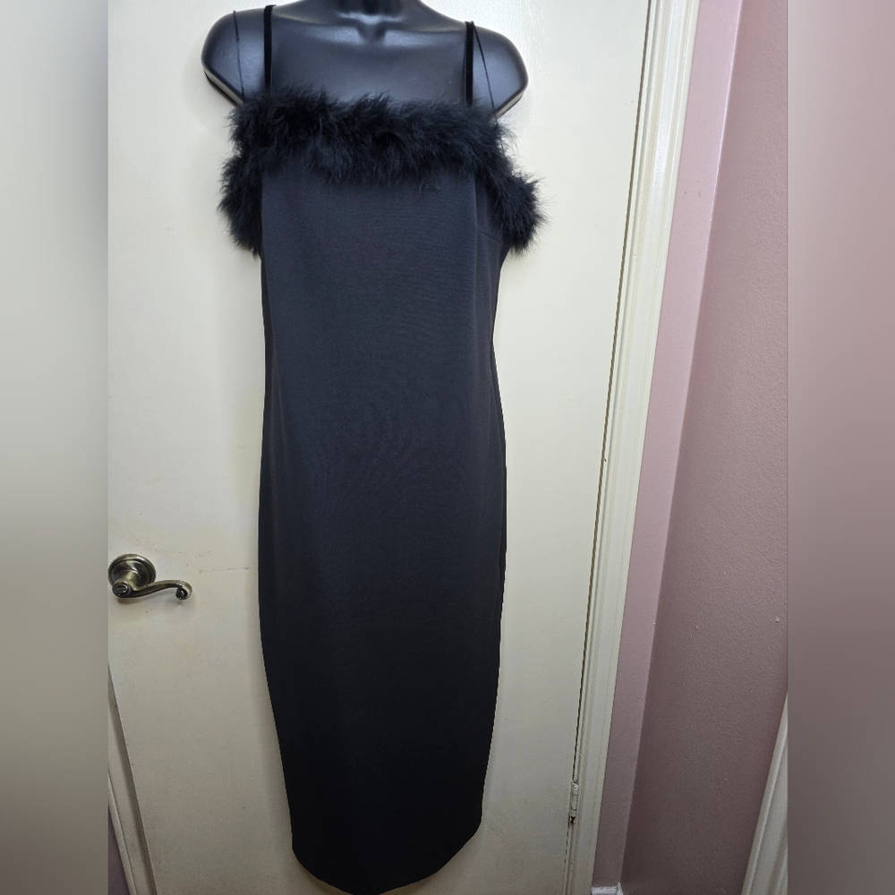 Jazz II Black Marabou Floor Length Dress Size 14 - Picture 3 of 8
